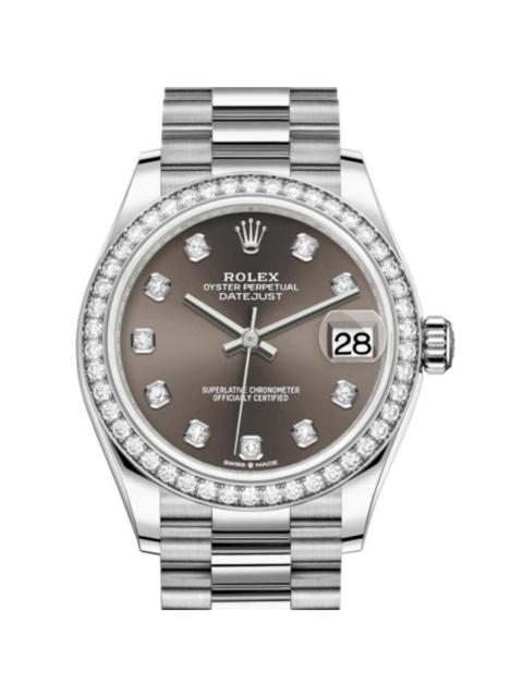 ROLEX Rolex Datejust 31 Dark Grey Diamond Dial Ladies 18kt White Gold President Watch 278289GYDP