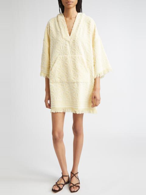 Zimmermann Zimmermann Coco Jacquard Terry Cloth Hooded Dress in Yellow/Cream at Nordstrom