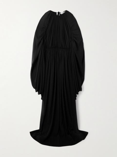 Lanvin Cape-effect Gathered Silk-chiffon Gown