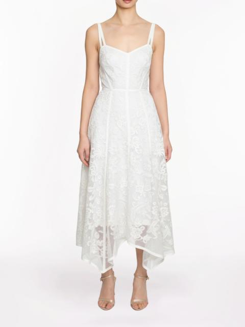 Marchesa RIBBON STRAP CORDED LACE DRESS