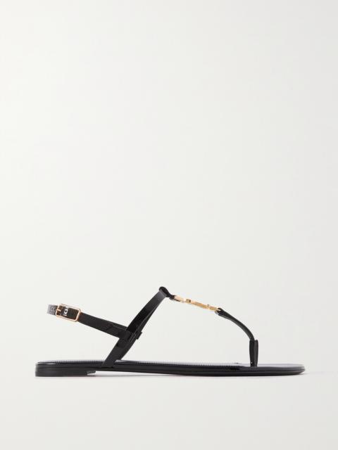 SAINT LAURENT Cassandra Logo-embellished Patent-leather Slingback Sandals