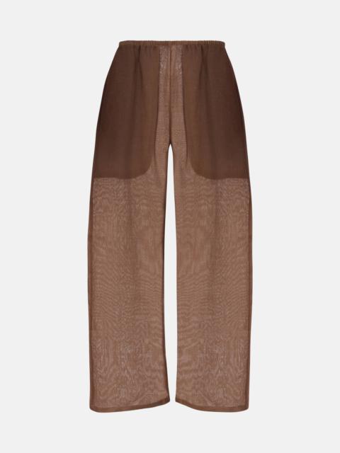 LESET Niko ramie cropped barrel-leg pants