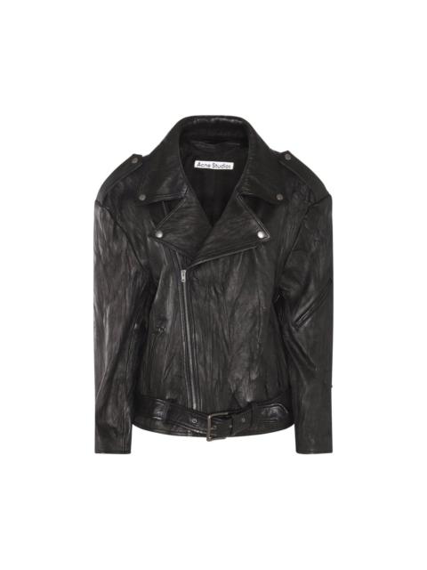 Double-breasted Zip Leather Jacket
