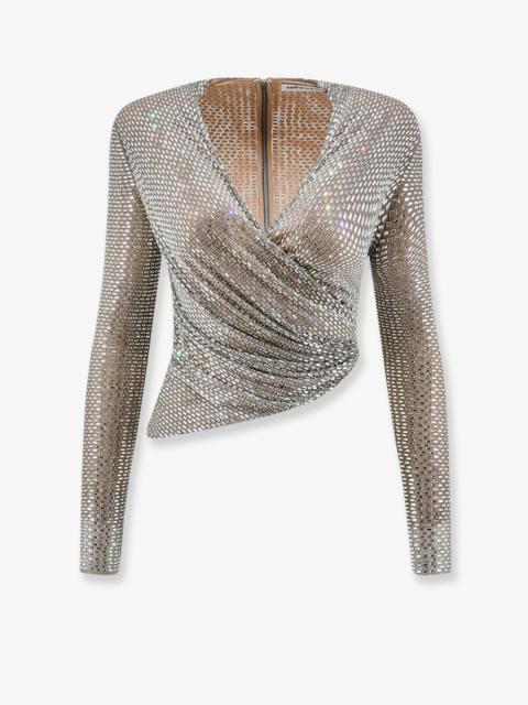 self-portrait Self Portrait Mesh Top With All-Over Rhinestones