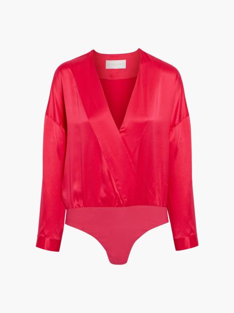 Other Designers Wrap-effect silk-charmeuse bodysuit