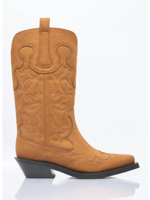 GANNI Ganni Women Mid Shaft Embroidered Western Boots