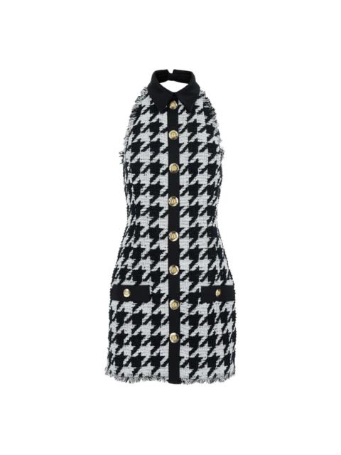 Balmain houndstooth button-detailed mini dress