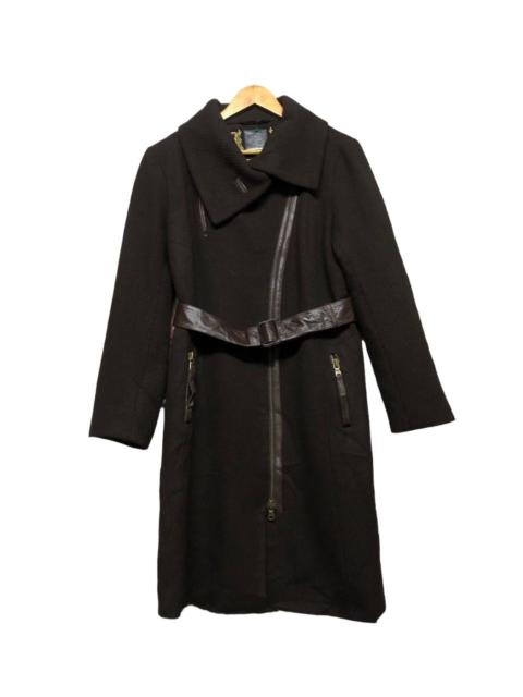 Authentic🔥Mackage Wool Asymetrical Longcoat Leather Belt