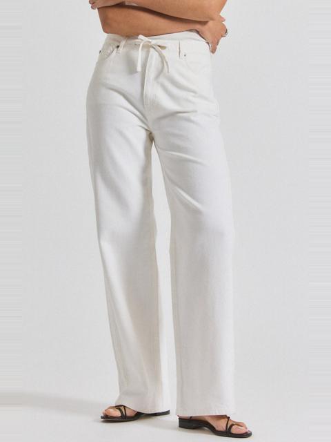 Derek Lam 10 Crosby Dunn Embroidery Stripe Cotton Drawstring Pants in Ecru at Nordstrom