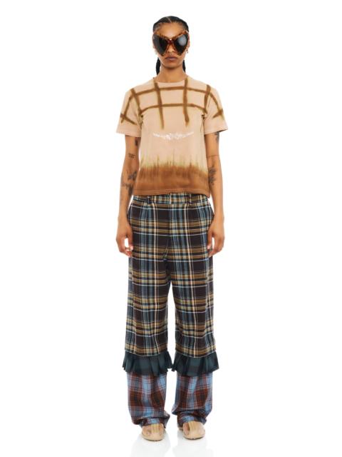 Collina Strada CAMEL PLAID PAINTED RHINESTONE TEE