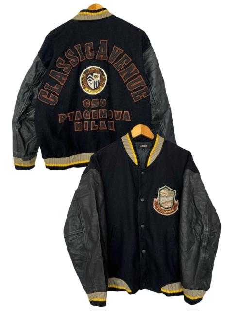 Other Designers Vintage Classic Avenue Milan Black Leather Varsity Jacket