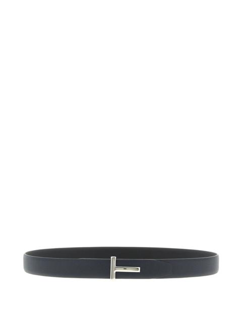 TOM FORD Tom Ford Reversible Hammered Logo Buckle Belt