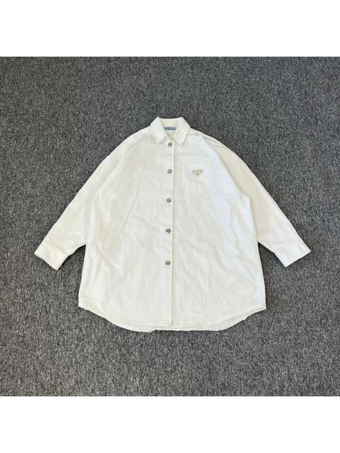 Prada Prada white denim jacket with a triangular logo 