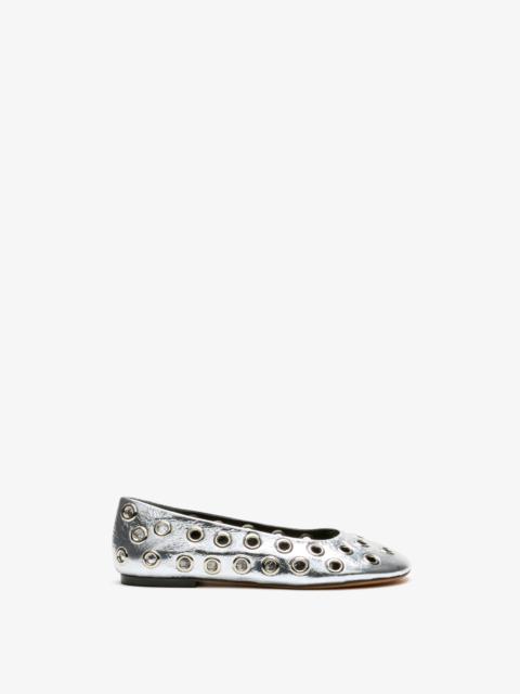 Proenza Schouler Glove Grommet Flats in Crinkled Metallic