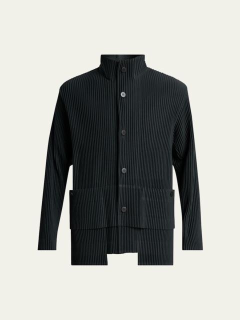 ISSEY MIYAKE Men's Multi-Pocket Pleated Button-Down Shirt