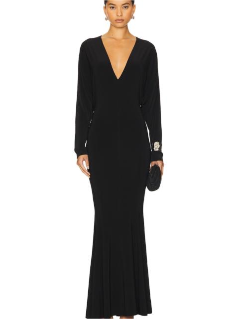 NORMA KAMALI Dolman V Neck Fishtail Gown