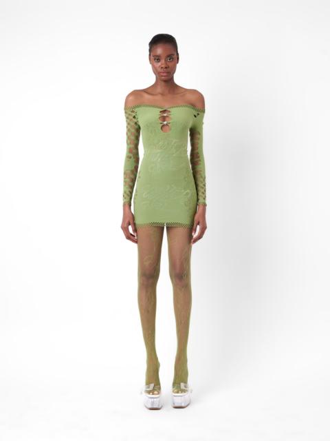 POSTER GIRL COCO DRESS LONG SLEEVE IN SATIVA GREEN
