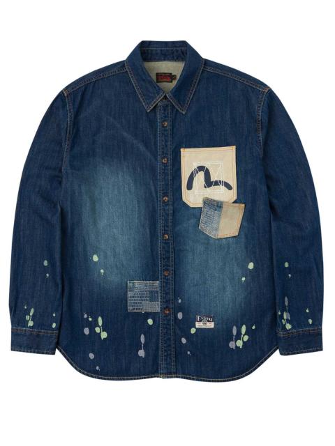 EVISU Shshiko Kamon Relax Fit Denim Shirt