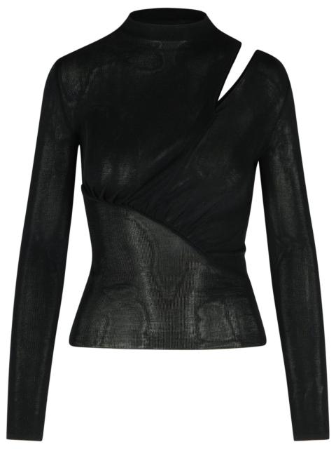 self-portrait Self Portrait 'Cut Out' Black Viscose Top Women