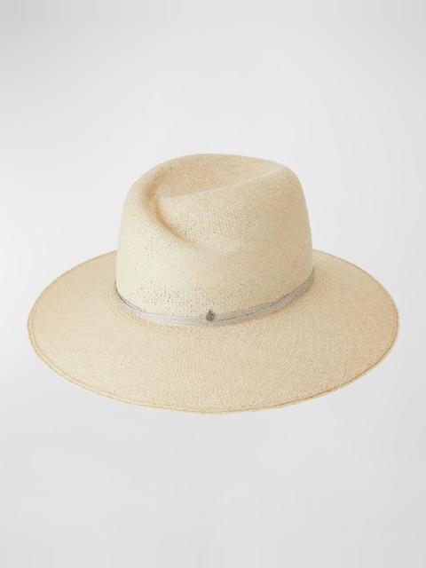 MAISON MICHEL Virginie Straw Fedora With Metallic Band