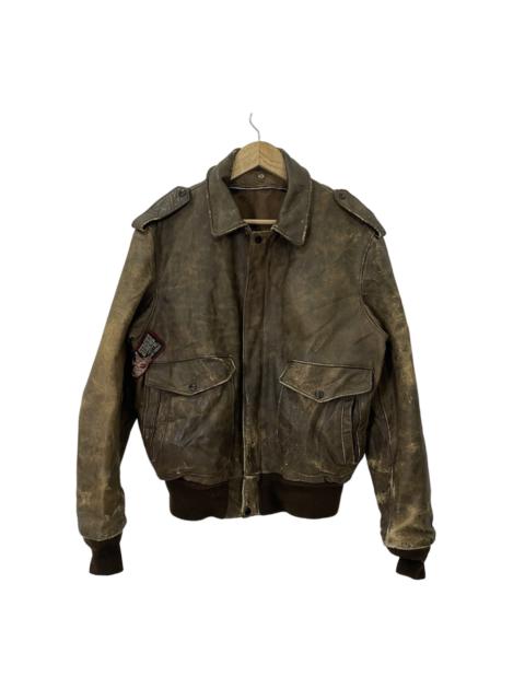 Schott Vintage 90s Schott Distressed Leather Jacket