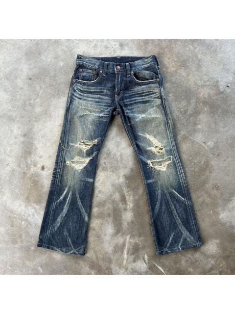 Other Designers Vintage Edwin Distressed Rusty Jean Flare Faded Denim Pant