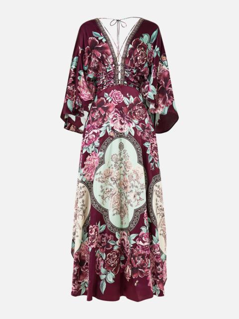 CAMILLA V NECK LACE UP DETAIL LONG DRESS