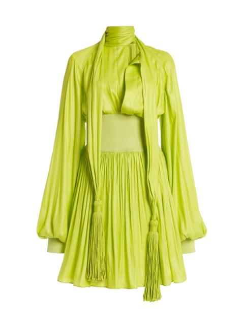 Bottega Veneta Tassel-Detailed Chintzed Mini Dress green
