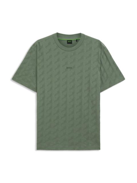 BOSS COTTON T-SHIRT WITH JACQUARD PATTERN