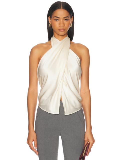 THE SEI Cross Wrap Halter Top