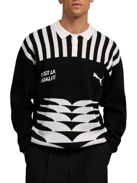 PUMA PUMA The NeverWorn VI Knit Polo Sweater in Puma Black at Nordstrom