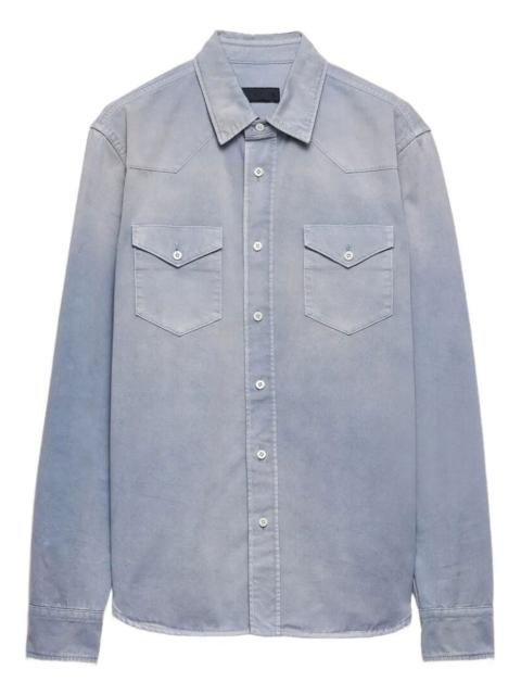 Prada Prada Men Washed Gabardine Vintage-Effect Shirt