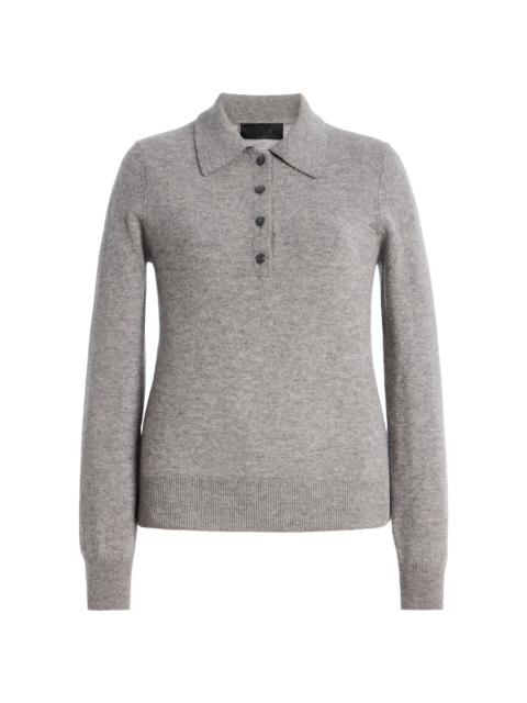 NILI LOTAN Prescott Cashmere Polo Sweater light grey