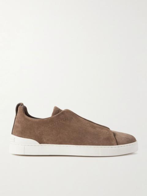 ZEGNA Triple Stitch™ Suede Slip-On Sneakers Brown