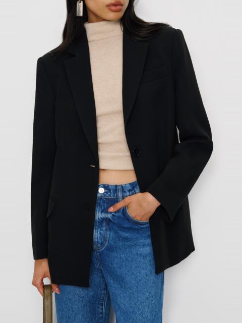 Reformation Reformation James Relaxed One-Button Crepe Blazer in Black at Nordstrom