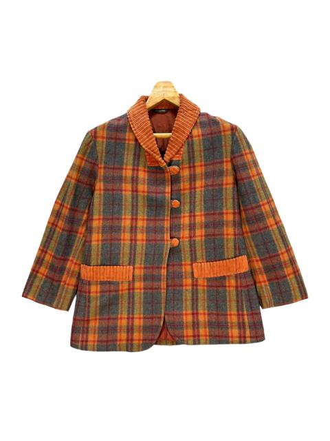 Vintage - Gigli Checked Tartan Plaid Wool Coat Jacket #A6-0154