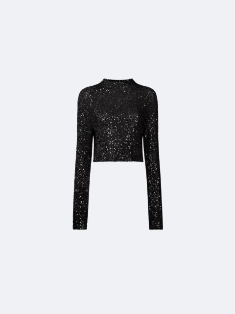 LAPOINTE Sequin Cashmere Cropped Top