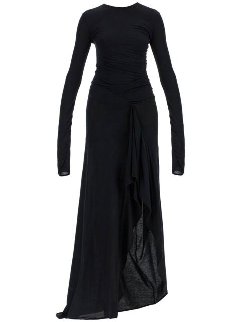 The Attico Long Draped Jersey Dress With Pleats Women
