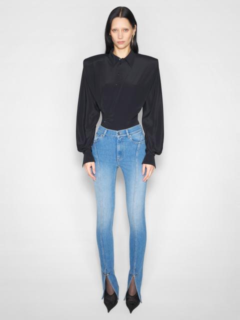 MUGLER pierced blue denim skinny jeans