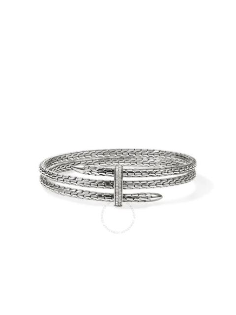 Other Designers John Hardy Spear Triple Flex Cuff, Sterling Silver, Diamonds, 4MM - CBP988392DI
