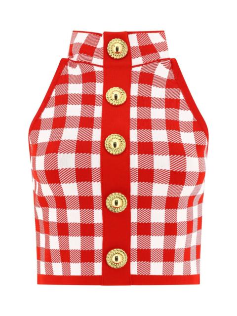 Gingham Checked Sleeveless Top