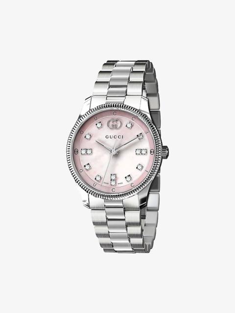 YA1265062 G-Timeless Slim stainless-steel and diamond automatic watch