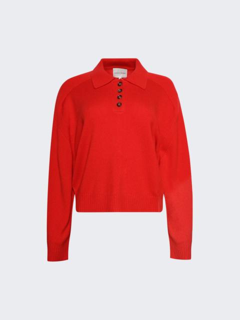 Loulou de Saison Homere Cashmere Polo Sweater Tomato Red