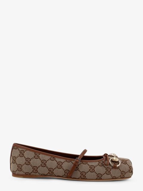 GUCCI Gucci Women Gg Fabric Ballerinas With Iconic Horsebit