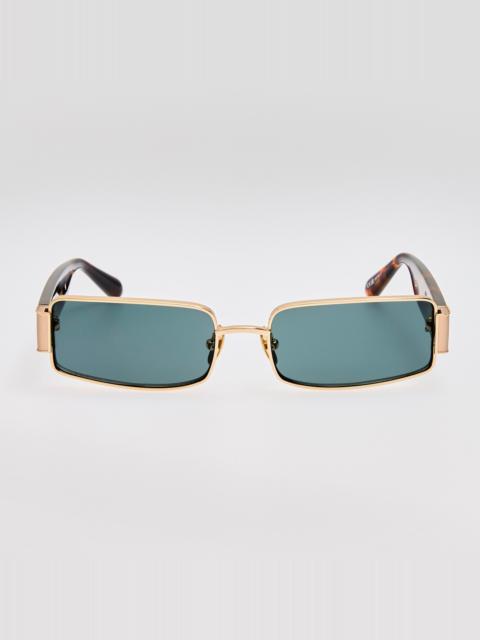 LINDA FARROW Kaia Sunglasses in Green and Gold