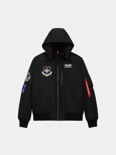 ALPHA INDUSTRIES PATCHED HOODED RIB FLIGHT JACKET