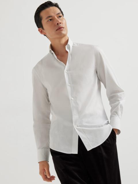 Brunello Cucinelli Striped poplin shirt with button-down collar