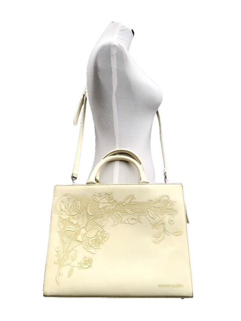 Jean Paul Gaultier Jean Paul Gaultier JP, pale yellow gunmetal embossed briefcase/handbag/shoulder bag/crossbody bag