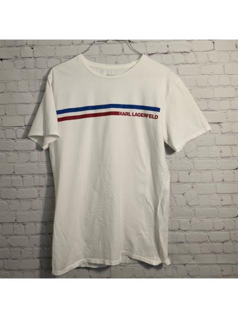 Other Designers Karl Lagerfeld Paris Double Stripe White Tshirt Unisex Medium