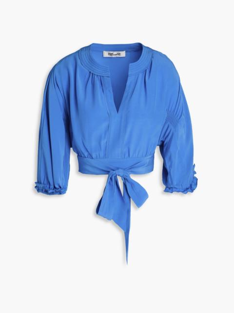 DIANE VON FURSTENBERG Lucie cropped crepe de chine wrap blouse